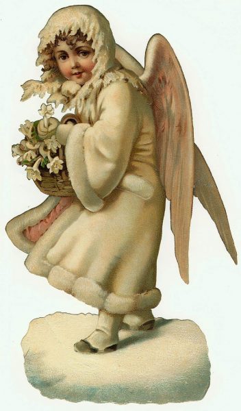 Victorian Angel in Robe Vintage Christmas Clip Art