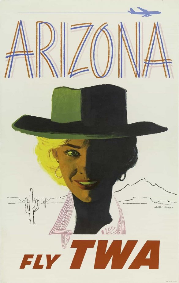 Fly TWA Arizona Vintage Airplane Poster 1955