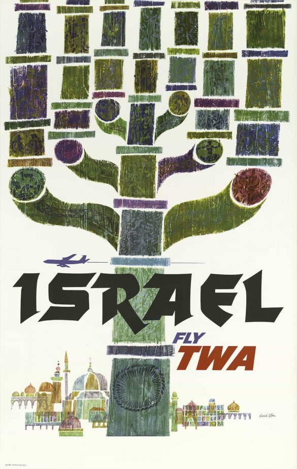 Fly TWA to Israel Travel Poster by David Klein