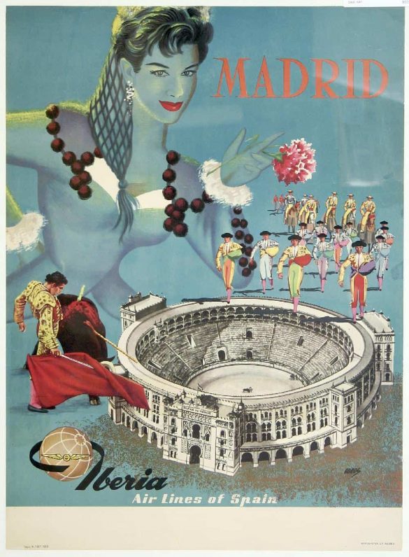 Iberia Air Lines Madrid Vintage Spanish Poster
