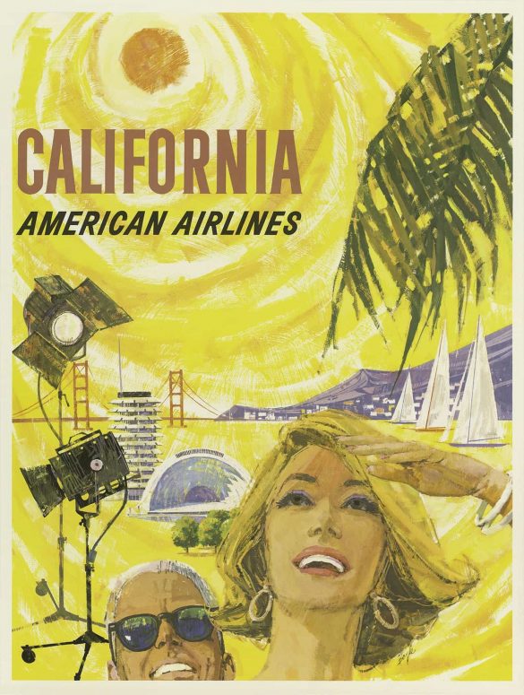 American Airlines California Vintage Poster 1965