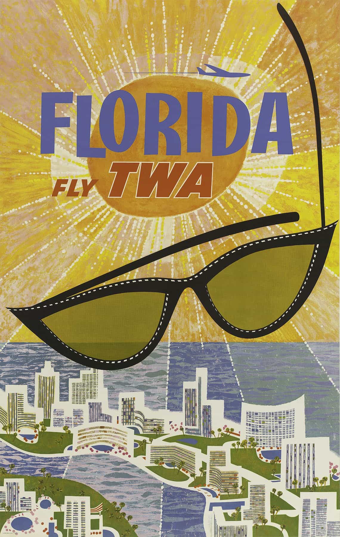 Fly TWA Vintage Florida Poster David Klein