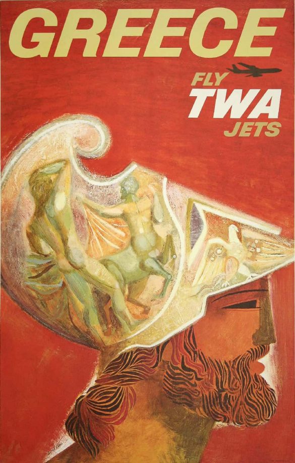 Fly TWA Jets to Greece Travel Poster by David Klein